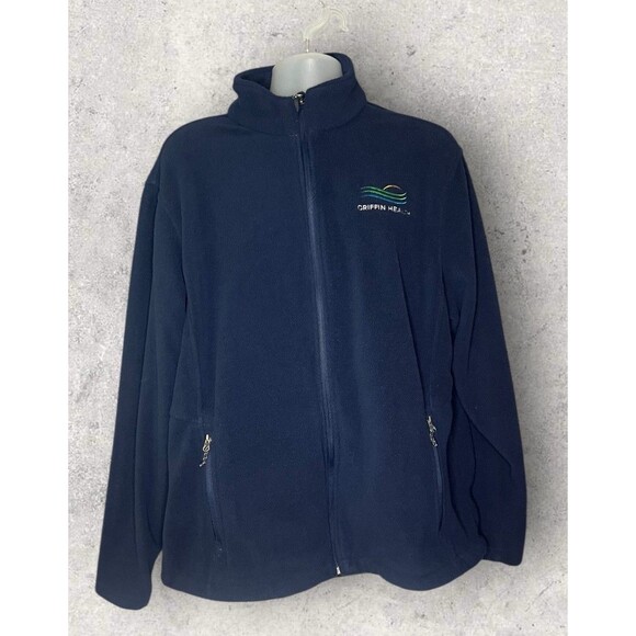Griffin Hospital Health Men's Size 2XL Full Zip Lightweight Blue Fleece Jacket - Picture 1 of 5